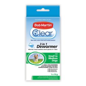 Bob Martin - 3 in 1 - Pet Dewormer - Dog - Small/Medium - 15g