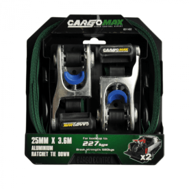 Cargomax - Tie Down Ratchet S-Hook 2Pieces 25mmx3.6M - 2 Pack
