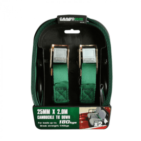 Cargomax - Tie Down Cam Buckle S-Hook 2Pieces 25mmx2.0M - 2 Pack