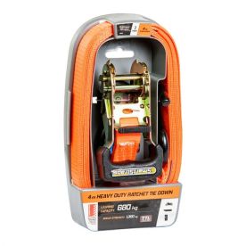 Ratchet Tie Down Pad 4M Orng - 2 Pack