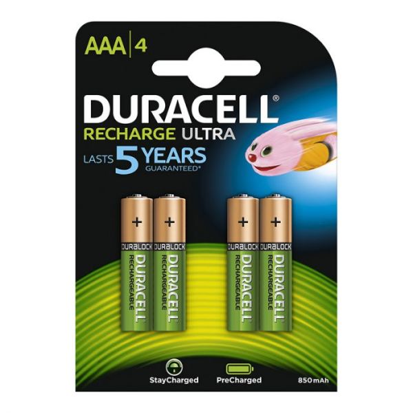 Duracell Rechargeable AAA 900mAh batteries - 4 Pack