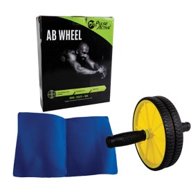 Pulse Active - Fitness Ab Wheel - Dual Wheel - Black & Yellow - 26cm x 17cm