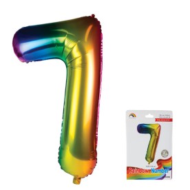 Balloon - Aluminium Foil - Metallic Rainbow - Number 7 - 106cm - 2 Pack