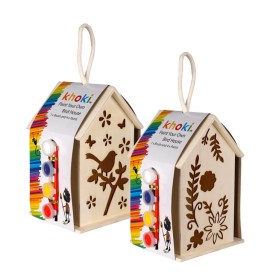 Paint Your Own Bird House - Brush & Paints - Wooden - Brown - 2 Pack