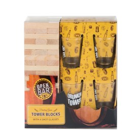 Stacking Game - Drinking Game - Wooden & Glass - 4 Shot Glasses - 2 Pack