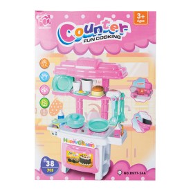 Kitchen Stove Set - BPA-Free Plastic - Pink & Turquoise - 38 Piece