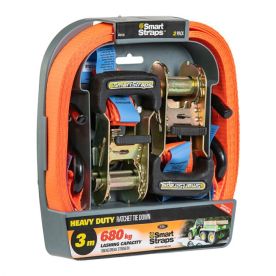 Ratchet - Tie Down - Pad - 3m - 2 Piece - Orange - 2 Pack