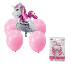Unicorn Balloon - Happy Birthday - Bouquet - 5 Piece - Pink - 2 Pack