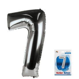 Balloon - Aluminium Foil - Metallic Silver - Number 7 - 106cm - 2 Pack