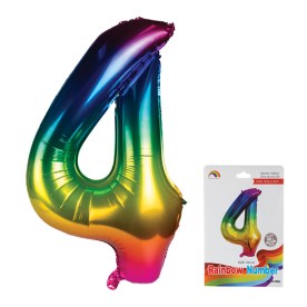 Balloon - Aluminium Foil - Metallic Rainbow - Number 4 - 106cm - 2 Pack