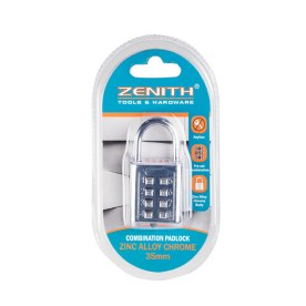 Combination Padlock - Zinc Alloy Chrome - 8 Digits - Silver - 35mm - 2 Pack