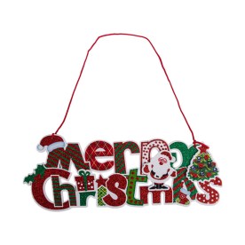 Merry Christmas Plaque - Green & Red - 40cm - 2 Pack