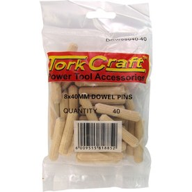 Dowels 8x40mm 40 Per Bag (Birch Wood) - 2 Pack