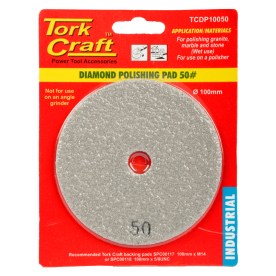 Tork Craft - 100mm Diamond Wet Polishing Pad 50 Grit Grey - 2 Pack