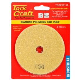 Tork Craft - 100mm Diamond Wet Polishing Pad 150 Grit Yellow - 2 Pack