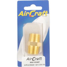 Aircraft - Nipple Brass 1/2 x 1/2 M/M 1 Piece Pack - 2 Pack