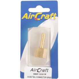 Aircraft - Hose Tail Connector Brass 1/4F x 6mm 1 Piece Pack - 2 Pack