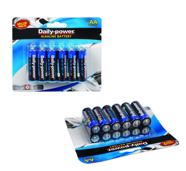 Batteries - Alkaline Battery - Improved Quality - Size AA - 12 Pack