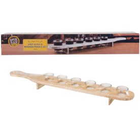 Shot Glasses Glassware Barware Paddle Wooden - 7 Piece (2 Pack)