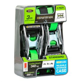 Ratchet - Tie Down - Pad 3.00m - 2 Piece - Green - 2 Pack