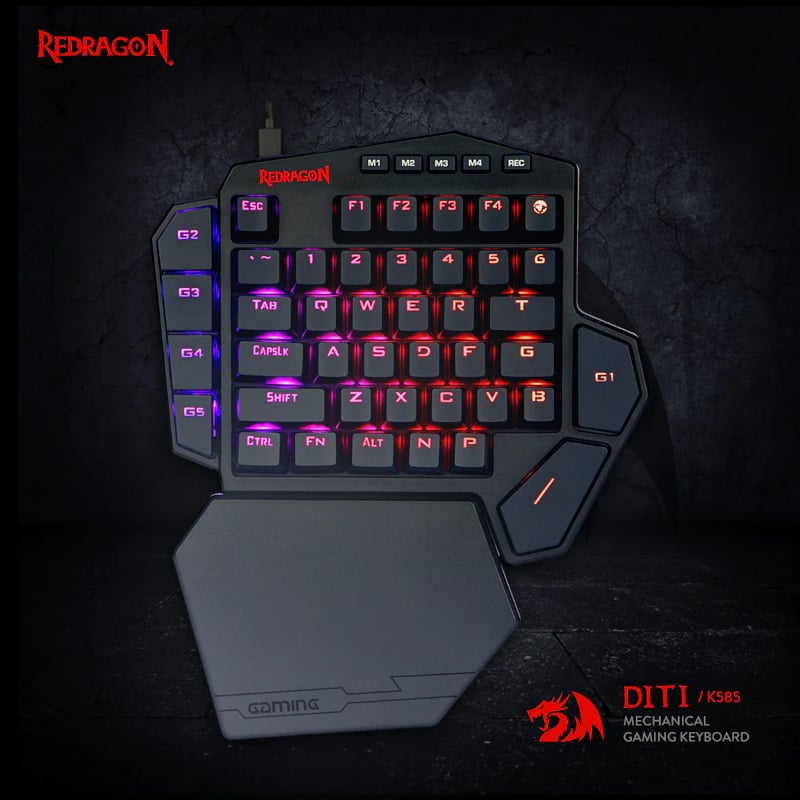 Redragon Diti Elite Pro One-Handed Rgb Wireless Mechanical Gaming Keyboard - Black - Image 2