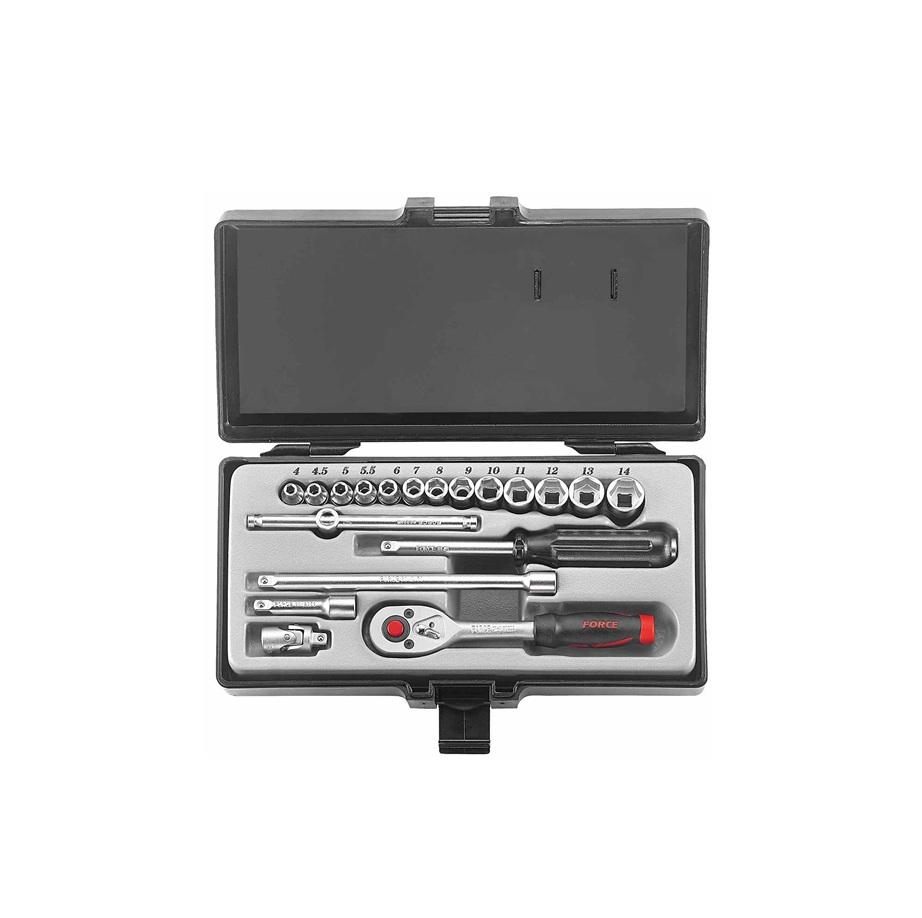 Force 19Pc 1/4" Dr Socket Set 6Pt 4-14Mm Std