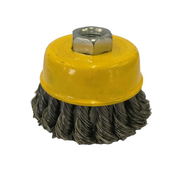 Wire Cup Brush Flared Knit Yellow 100mm x M14