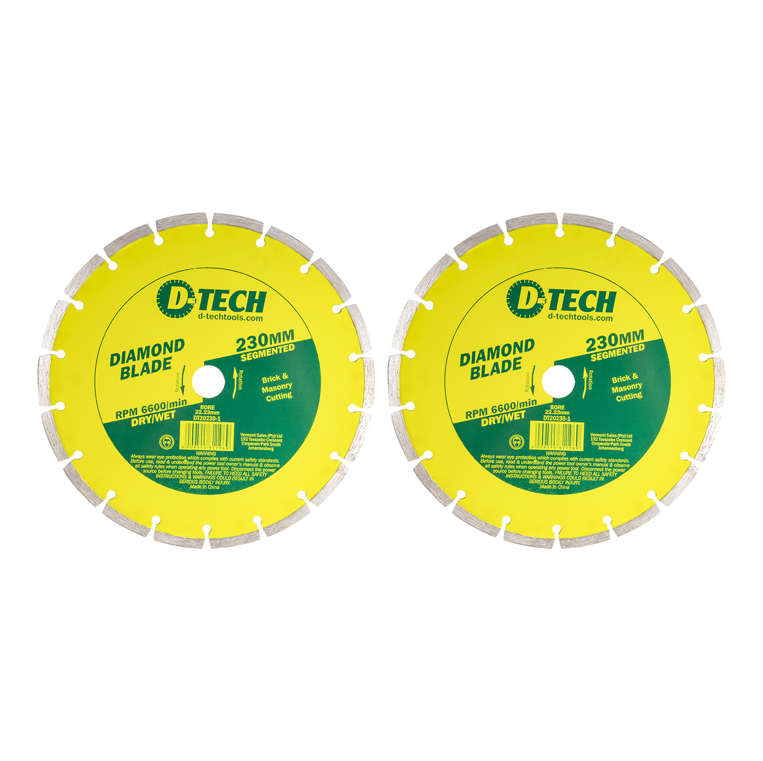 D-Tech Diamond Blade Segmented Std. 230 X 22.23Mm Bulk 2Pc