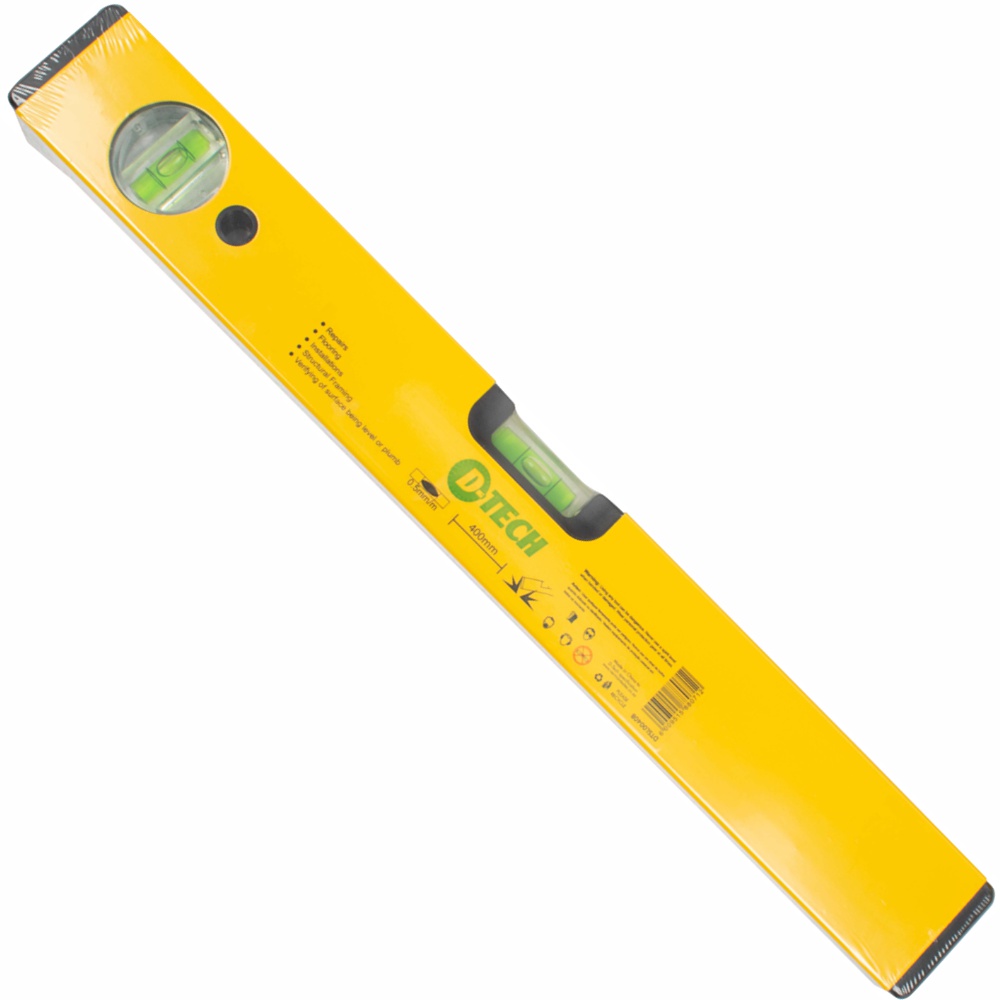 D-Tech Spirit Level Box 400Mm X 1.4Mm 2 X Vial 0.5Mm Accur. Alum.