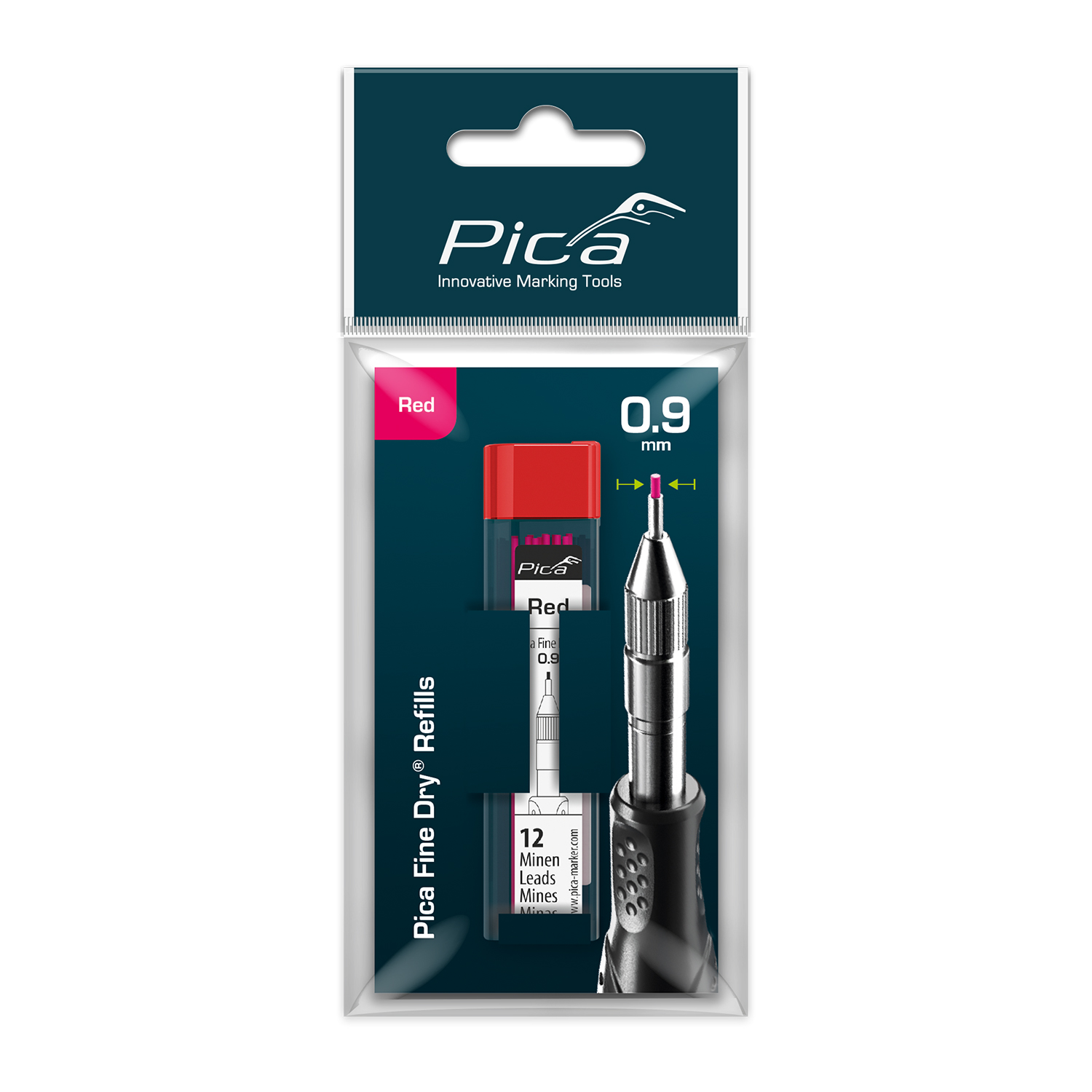 Pica Pica Fine Dry Refill Set Red - Blister Version (12)
