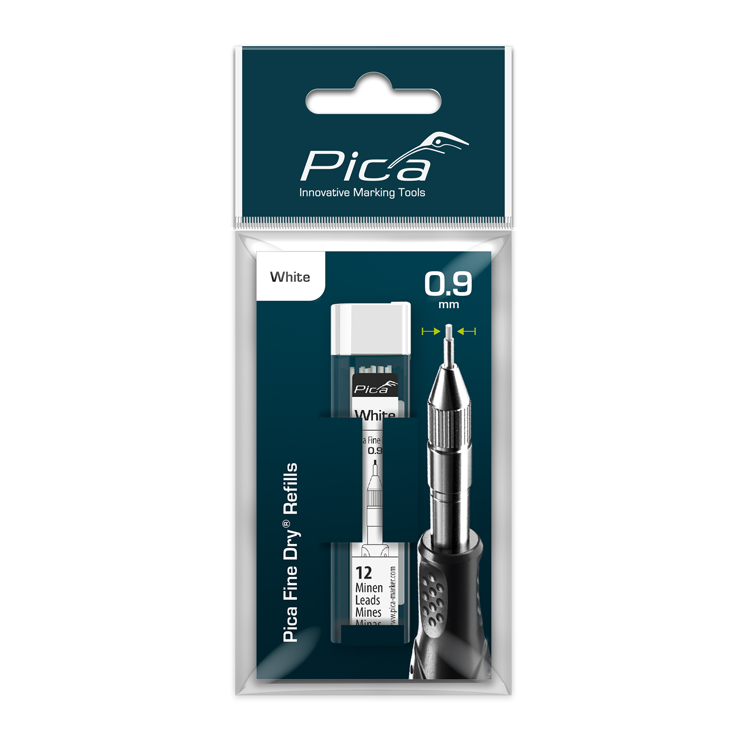 Pica Pica Fine Dry Refill Set White - Blister Version (12)