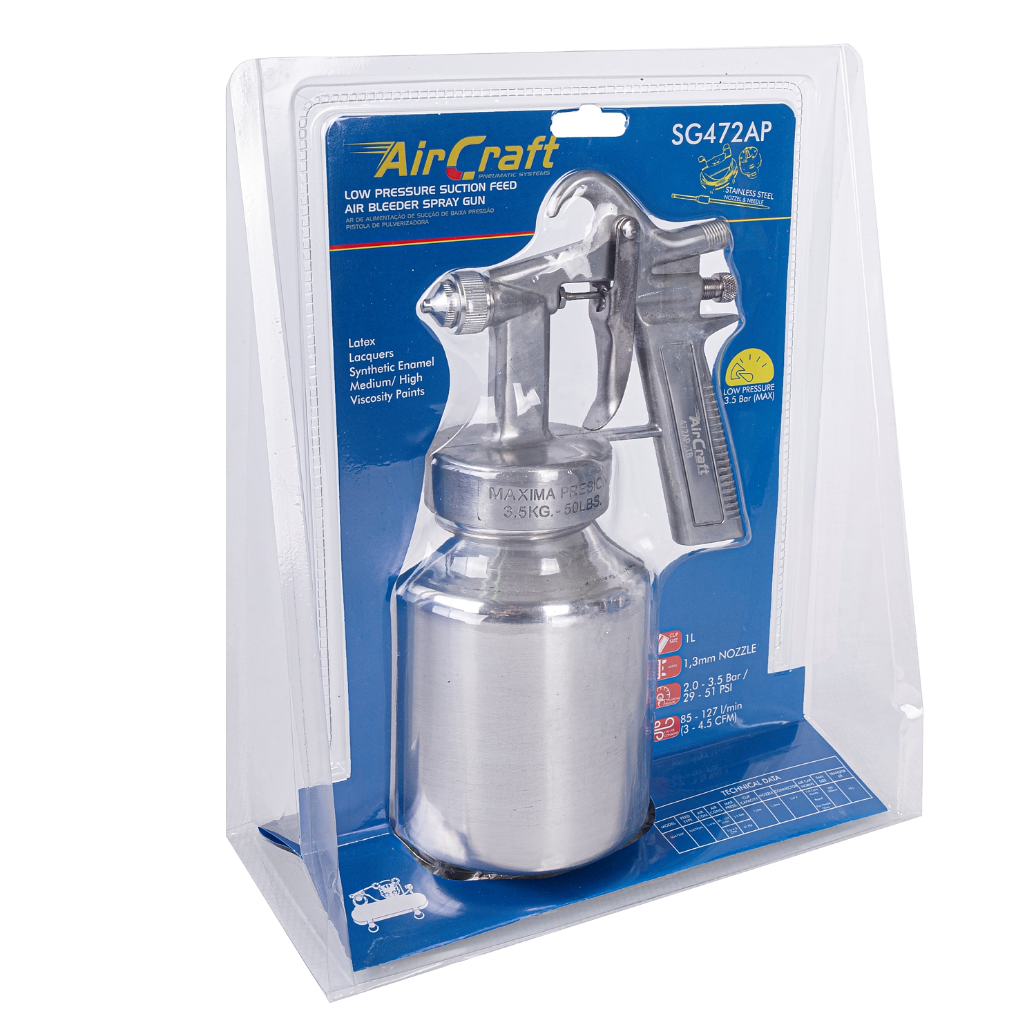 Aircraft Spray Gun Low Pressure Max 3.5Bar Press. Blister Pack