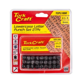 Tork Craft Letter Punch Set 8Mm (A-Z) Lower Case 27Pc Black Finish