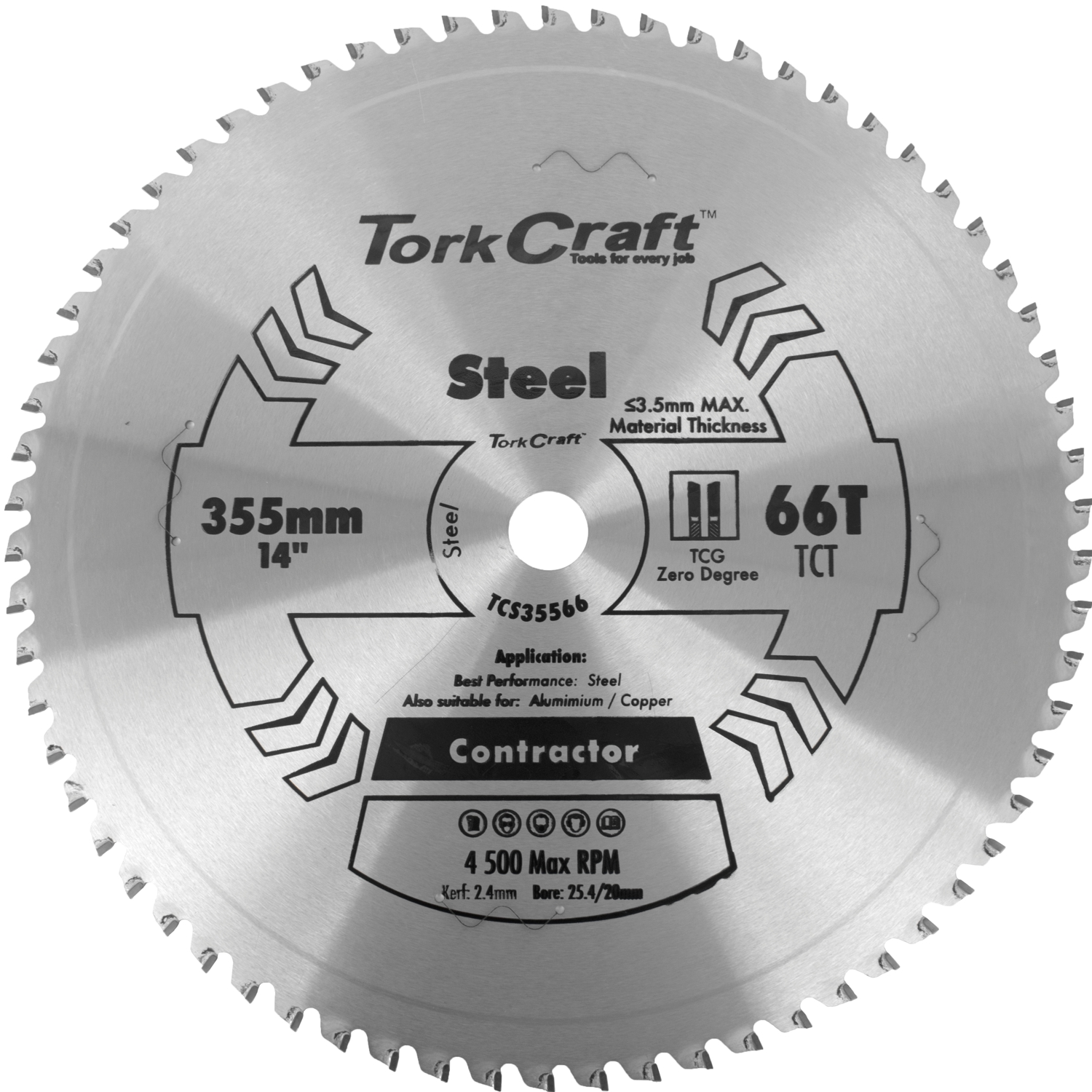 Tork Craft Tct Blade Steel Cutting 355X66T 25.4Mm
