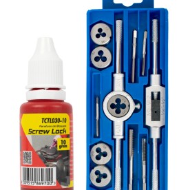 12Pc Tap & Die Set Nr Set 12 C/W Screw Lock Low Strength Tctl030-10