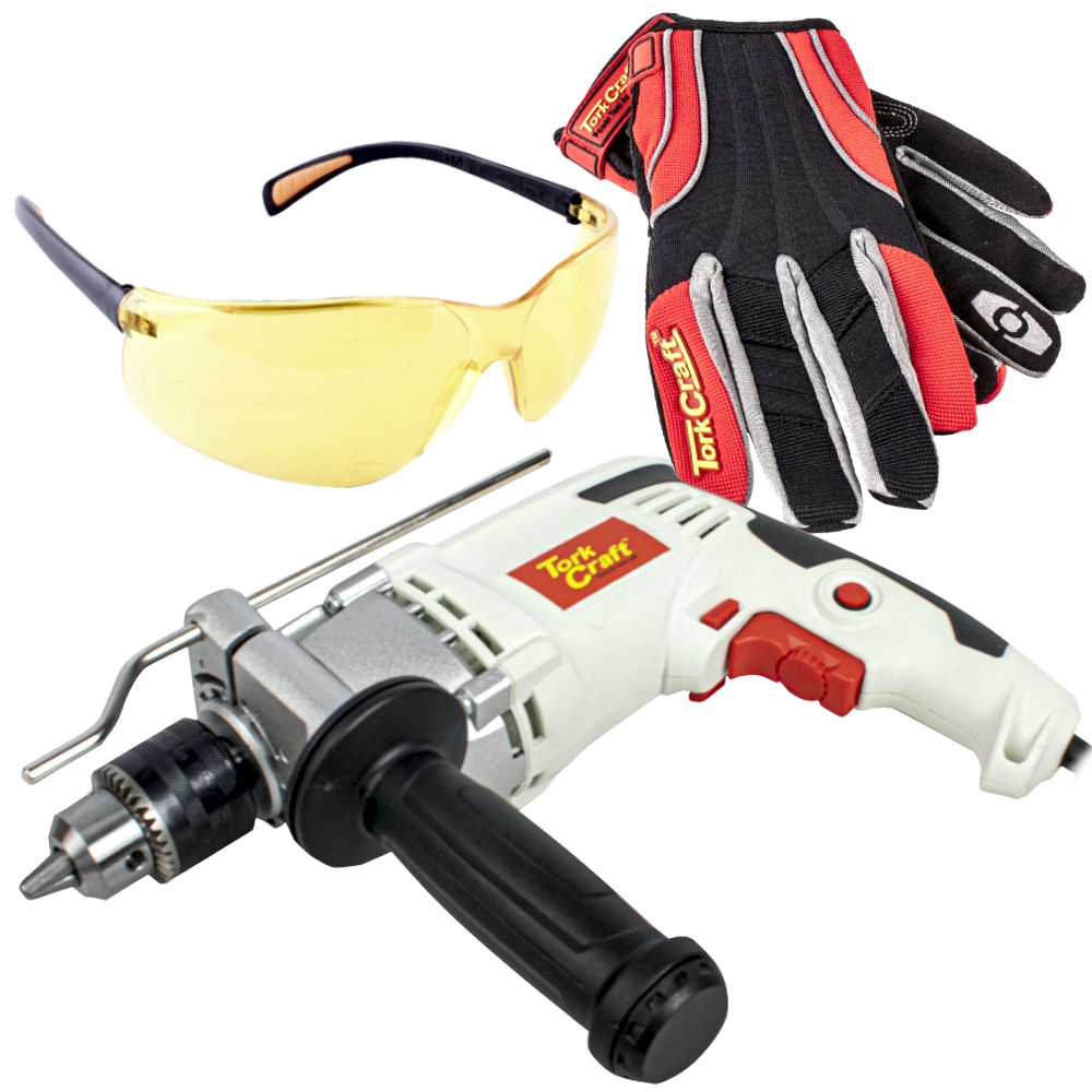 Tork Craft Imp. Drill 13Mm Tcid0850 + Safety Eyewear B5173 + Gl22 Mechanics Glove