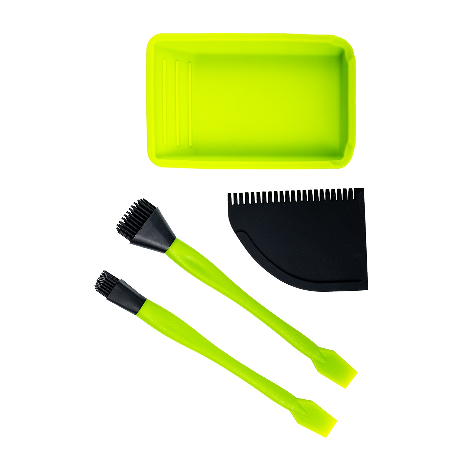 Glue Set Silicone 4Pc Tray Scraper And 2Pc Brush
