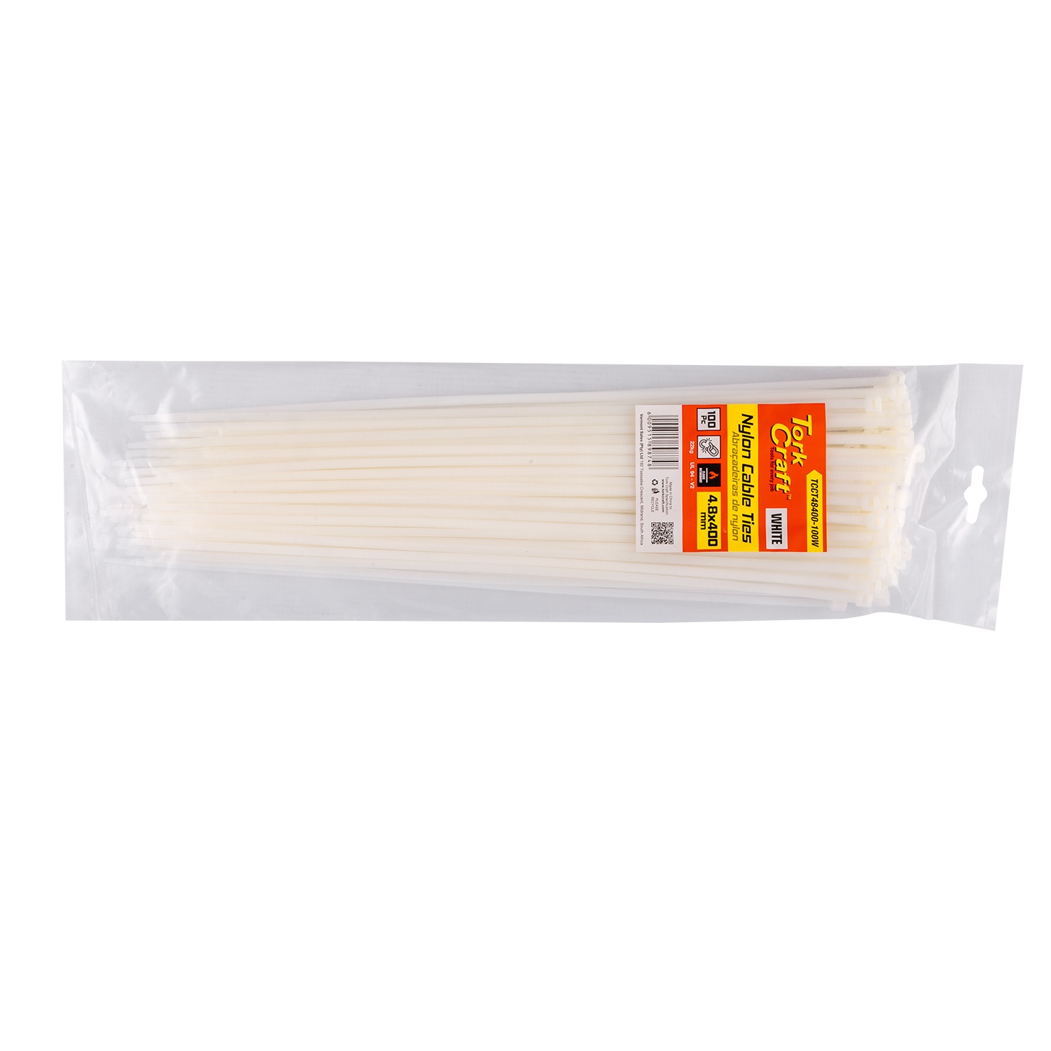 Tork Craft Nylon Cable Ties 4.8Mm X 400Mm White 100Pc